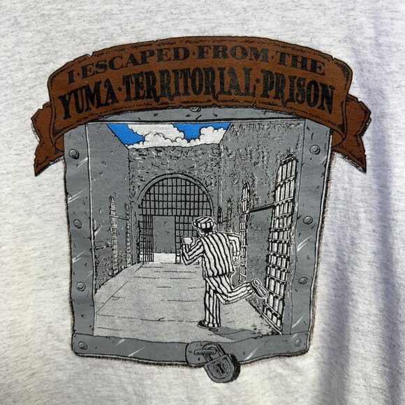 Vintage Prison Escape T Shirt Adult Large Gray Short Sleeve Yuma Arizona - Picture 4 of 12